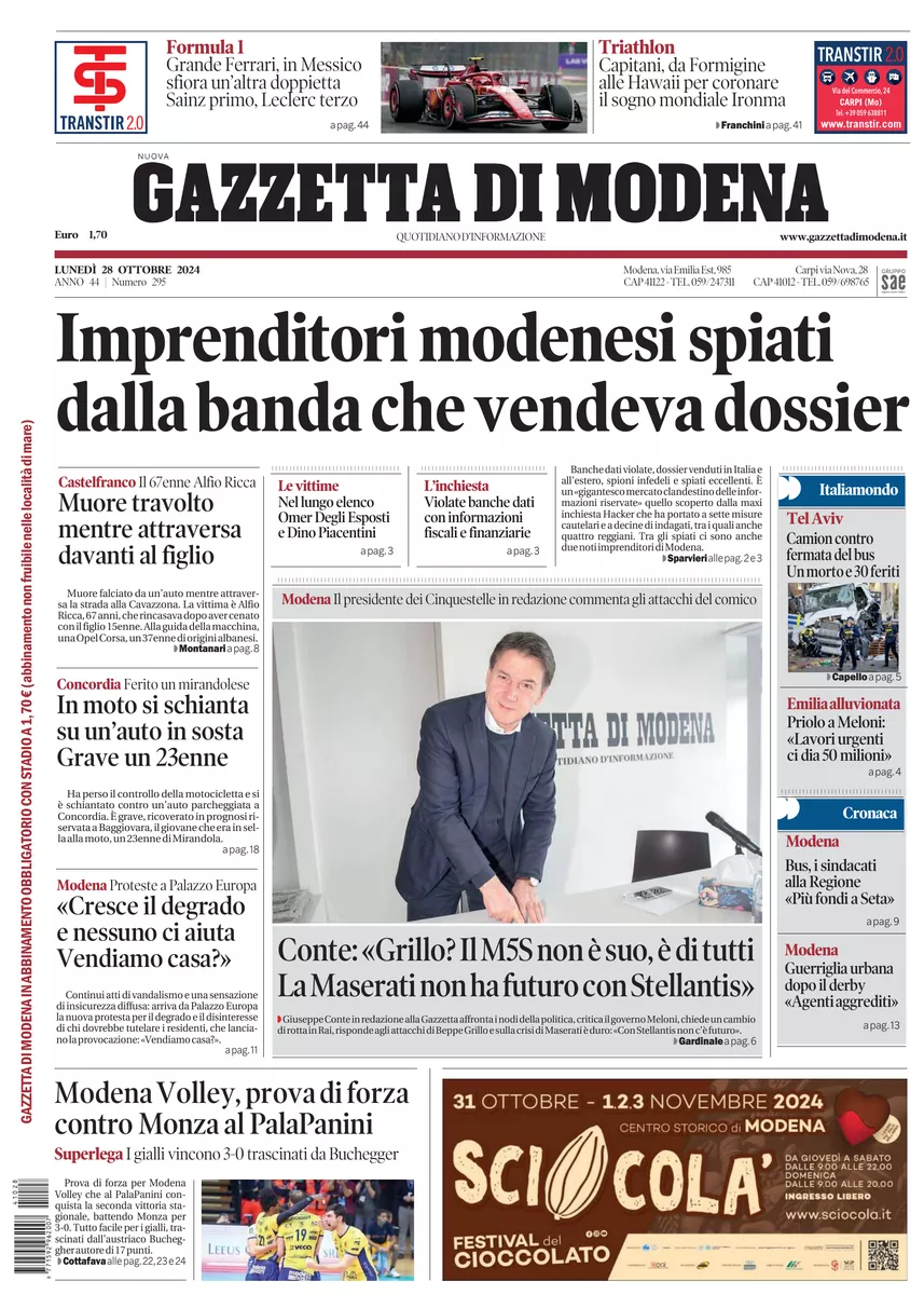 Prima-pagina-gazzetta di modena-oggi-edizione-del-2024-10-28